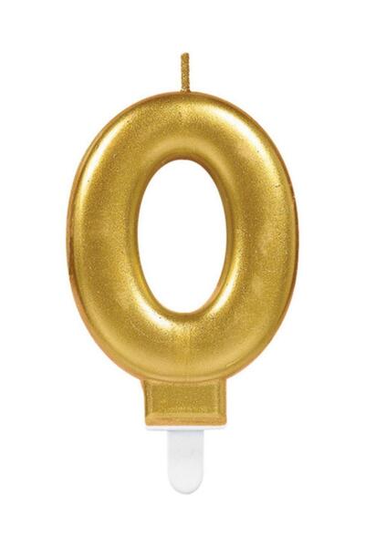EFE PASTACILIK Gold Renkli Rakamlı Doğum Günü Pastası Yaş Mumu – 0 Yaş