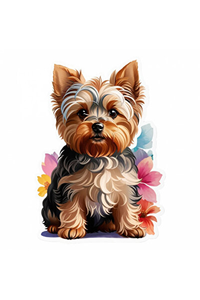 INOVATIX Set de 8 bucăți, autocolant pentru câini Yorkshire terrier, INOVATIX®. 6 cm