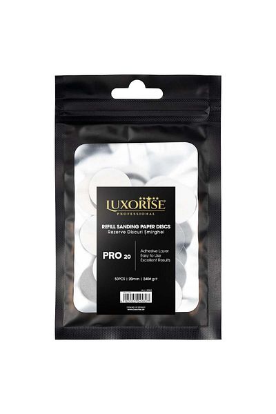 LUXORISE Set de 50 de rezerve de șmirghel pentru discul de pedichiură LUXORISE PRO20, granulație 240