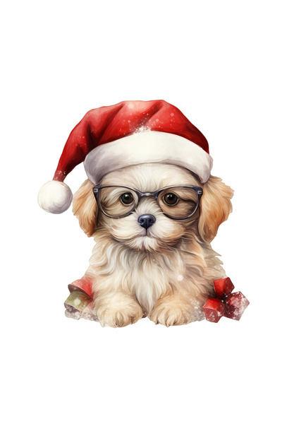 INOVATIX Set de 8 autocolante de Crăciun cu câinele disciplinat, INOVATIX®. 6 cm