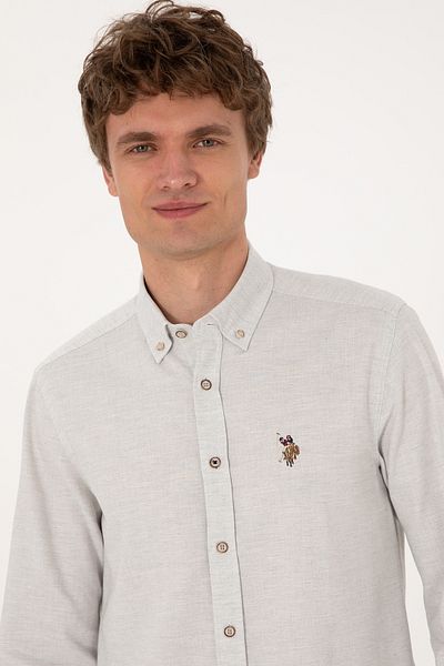 U.S. Polo Assn. Men's Ecru Long Sleeve Basic Shirt 50293980-Vr019