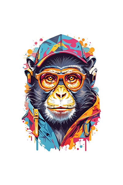 INOVATIX Set de 8 piese, autocolant cimpanzeu cu ochelari și căciulă, INOVATI...