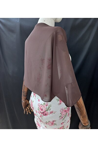 es moda shop Ariane Chiffon Short Sleeve Shawl Brown