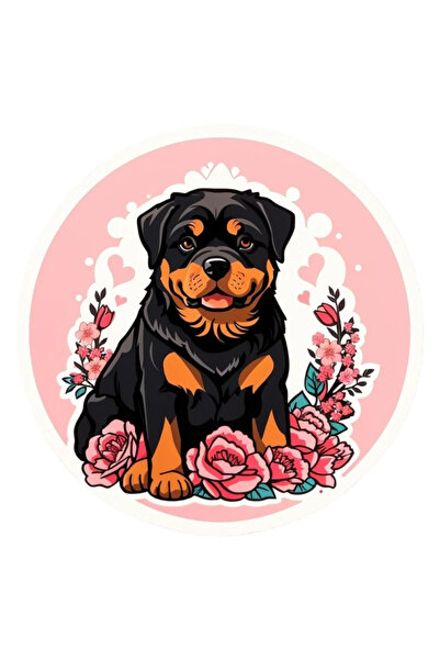 INOVATIX Σετ 8 τεμαχίων, αυτοκόλλητο ροτβάιλερ με γιρλάντα λουλουδιών, INOVAT...