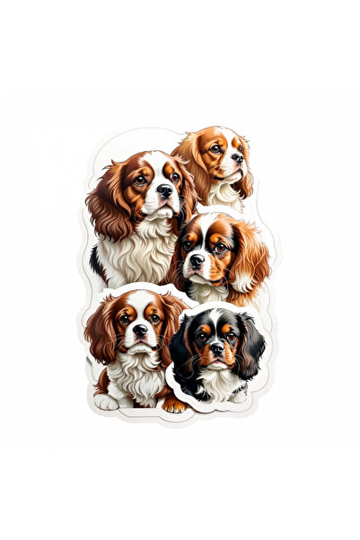 INOVATIX Set de 8 bucăți, autocolant pentru câini Spaniel, INOVATIX®. 6 cm