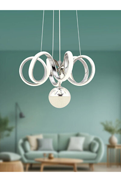 Venezia Krom Modern Sarkıt Led Avize Beyaz Işık Salon Mutfak Oda Hol Ledli Avize