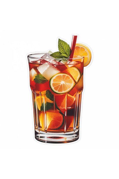 INOVATIX Set de 8 autocolante Pimm's Cocktail cu gheață și mentă, INOVATIX®. 6 cm
