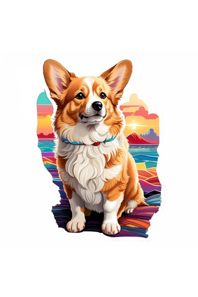 INOVATIX Set de 8 piese, autocolant Pembroke Welsh Corgi cu zgardă, INOVATIX®...