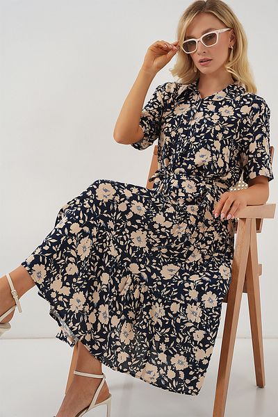 Bigdart 2191 Φόρεμα με κοντομάνικο σχέδιο - Navy Blue