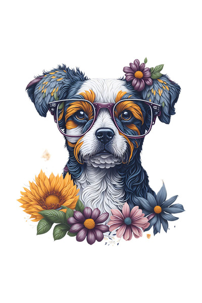 INOVATIX Set de 8 piese, autocolant câine cu ochelari, INOVATIX®. 6 cm