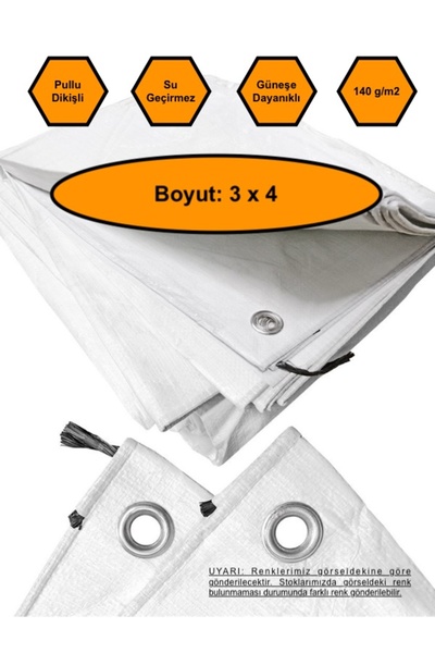 MRT PLASTİK BEYAZ RENK EBATLI BRANDA, 3X4 ÇADIR 140 GR/M2 SU GEÇİRMEZ KAMYON ...