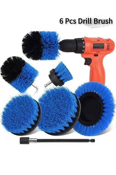Saharaz 6 Pcs Drill Cleaning Brush Set, All Purpose Crevice Power Scrubber,with Extended Long Bracket
