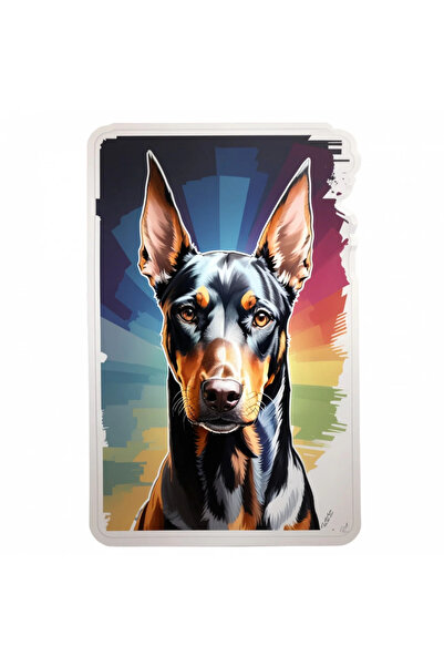 INOVATIX Set de 8 piese, autocolant bust câine Doberman, INOVATIX®. 6 cm