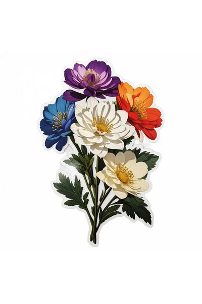 INOVATIX Set de 8, autocolant Buchet de flori de mur, INOVATIX®. 6 cm