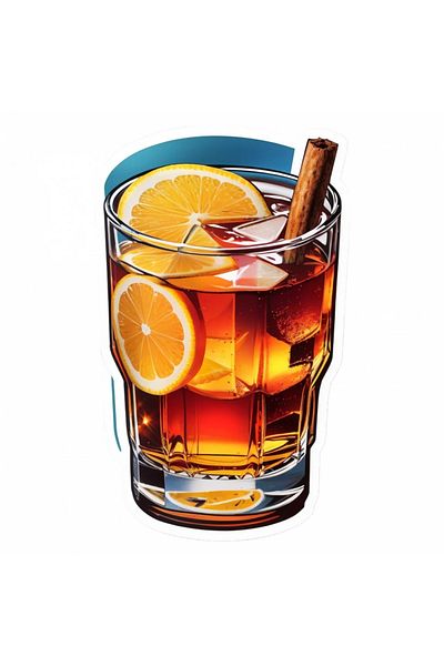 INOVATIX Set de 8 autocolante, Cocktail hot toddy cu portocală și scorțișoară, INOVATIX®. 6 cm