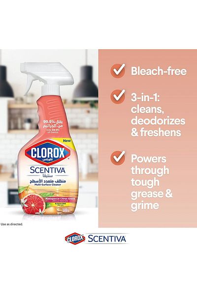 Clorox Scentiva Multi Surface Spray Cleaner Madagascar Citrus Grove Bleach Free 500 ml