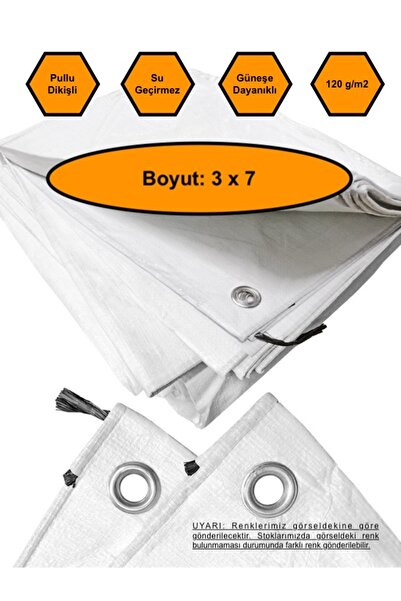 NetBazaars BEYAZ RENK EBATLI BRANDA, 3X7 ÇADIR 120 GR/M2 SU GEÇİRMEZ KAMYON S...