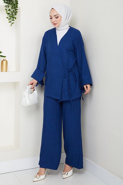 InStyle Linen Kimono Double Navy Blue Suit