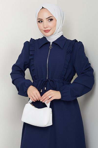 InStyle Φόρεμα με φερμουάρ με λεπτομέρεια σκούρο μπλε ναυτικό