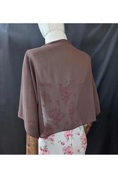 es moda shop Ariane Chiffon Short Sleeve Shawl Brown