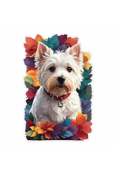 INOVATIX Set de 8 piese, autocolant câine West Highland Terrier, INOVATIX®. 6 cm