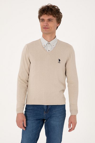 U.S. Polo Assn. Men's Stone Melange Basic Sweater 50288881-Vr225