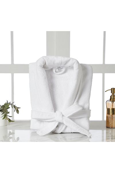 Donetella Unisex Bathrobe 100% Cotton Velour Large & Extra Large, 400 GSM, Ankle-Length with Shawl Collar