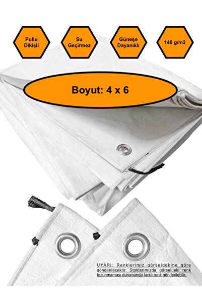 NetBazaars BEYAZ RENK EBATLI BRANDA, 4X6 ÇADIR 140 GR/M2 SU GEÇİRMEZ KAMYON S...