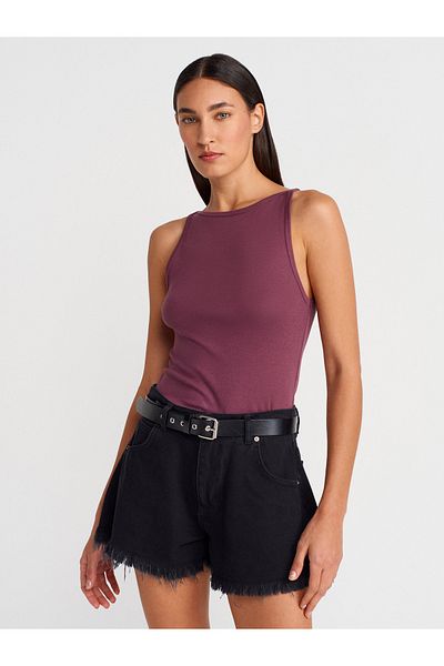 Dilvin 21048 Halter Neck Top-Swallow