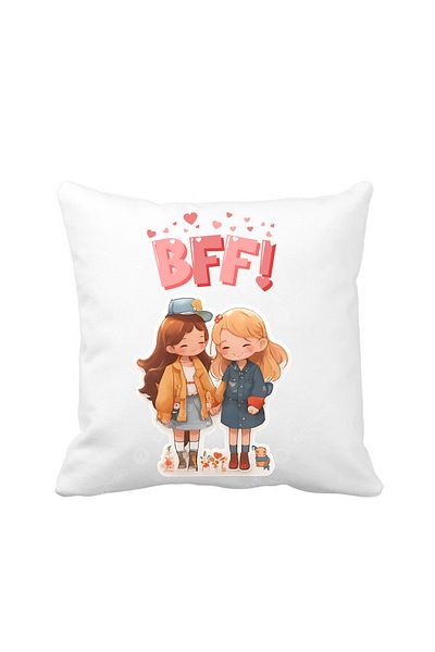 OEM Perna personalizata decorativa, 40x40 cm, alba, Cele mai bune prietene BFF