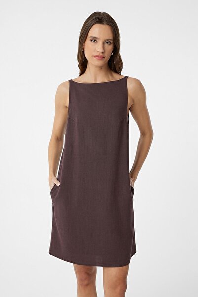 Antioch Coffee Linen Blend Women's Mini Dress