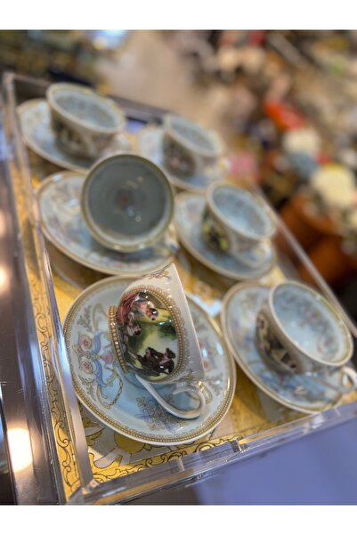 hediye 6 Kişilik klasik markizli porselen çay fincan takımı porseleni çok ince değildir