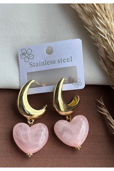 NFS BUTİK Colorful Heart 316L Stainless-Tarnish Steel Earrings