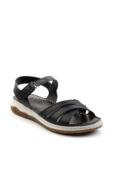Bambi Black Leather Women's Sandals K05281018603