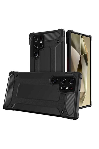 SKYDDAR INNOVATION Carcasă pentru Samsung Galaxy S24 Ultra, Hybrid Armor, Margini cauciucate, Rezistentă la șocuri, set autocolante, Negru