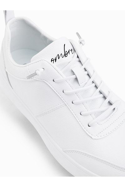 OMBRE Einfarbige Herrenschuhe im Sportstil mit Nähten - weiß V1 OM-FOCS-0159 41