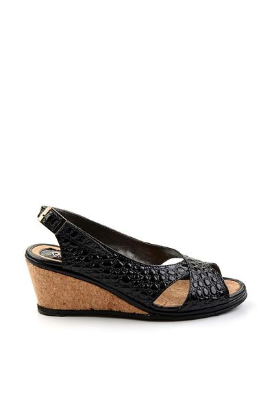 Bambi Black Leather Women's Sandals K05582032211