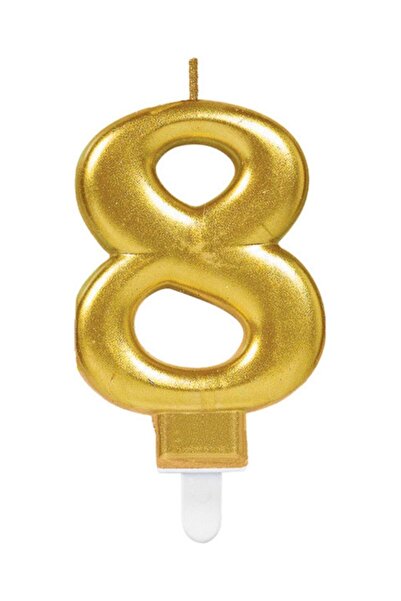 EFE PASTACILIK Gold Renkli Rakamlı Doğum Günü Pastası Yaş Mumu – 8 Yaş