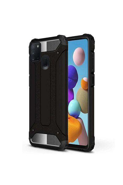 SKYDDAR INNOVATION Carcasă pentru Samsung Galaxy A21s, Hybrid Armor, Margini cauciucate, Rezistentă la șocuri, set autocolante, Negru