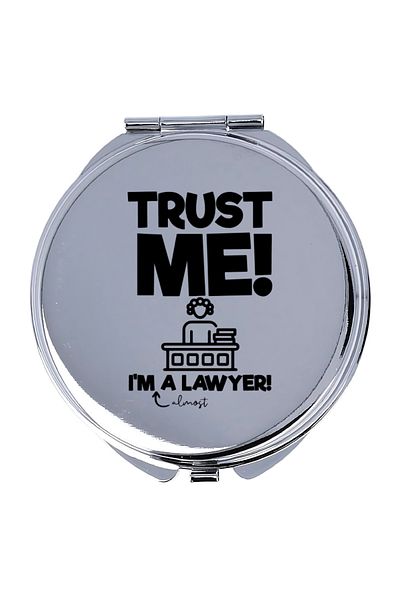 OEM Oglinda machiaj, personalizata, din inox, dubla, saculet catinea, cu mesaj pentru o Avocata