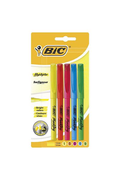 Bic Brite Liner Highlighter 5 Pieces - Mixed Color
