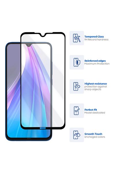 Gekko Mobile » Screen Protector For Xiaomi Redmi Note 8t, Tempered Glass, Full Cover, 9h, 3d, Transparent