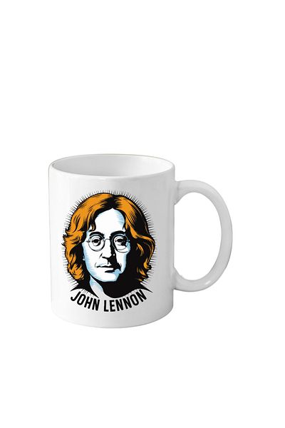 OEM Cana din ceramica haioasa, 330 ml, alba, pentru pasionatii de muzica, John Lennon 2