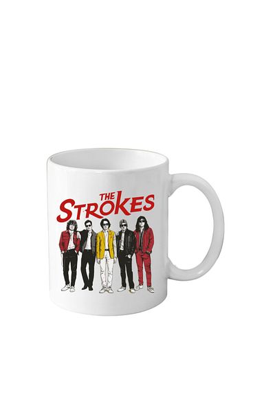 OEM Cana din ceramica haioasa, 330 ml, alba, pentru pasionatii de muzica, The Strokes