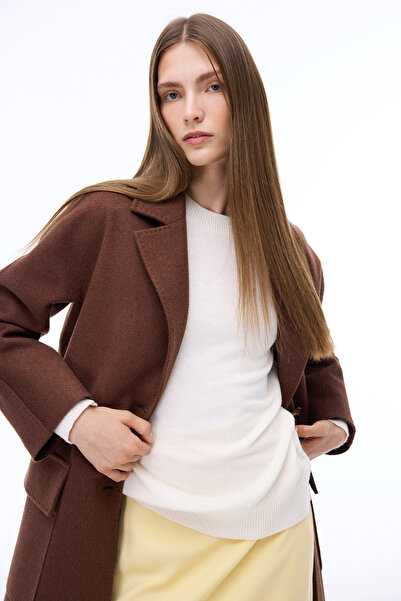 Perspective Arlines Comfortable Fit Fake Sleeve Men's Collar Brown Color Women's Coat