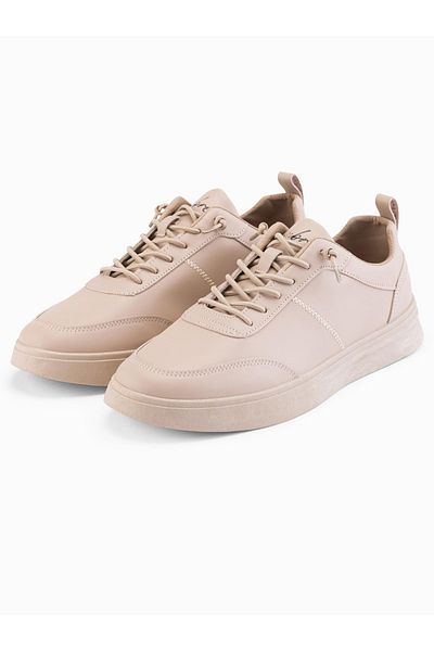 OMBRE Einfarbige Herrenschuhe im Sportstil mit Nähten - beige V2 OM-FOCS-0159 44