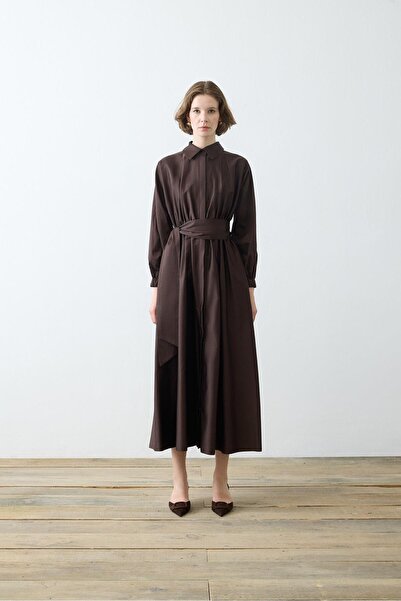 TERZİ DÜKKANI STİLA KOTON ELBİSE KAHVE