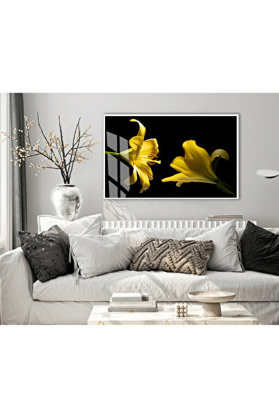 Harikabirev HARİKABİREV | MODEL LILY GALBENĂ | TABLO DE STICLA TEMPLATA CU CADRU ORIZONTAL