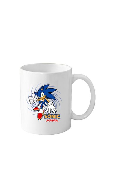 OEM Cana din ceramica haioasa desene animate vechi, 330 ml, alba, tematica Sonic
