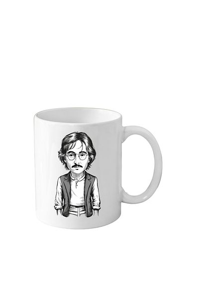 OEM Cana din ceramica haioasa, 330 ml, alba, pentru pasionatii de muzica, John Lennon
